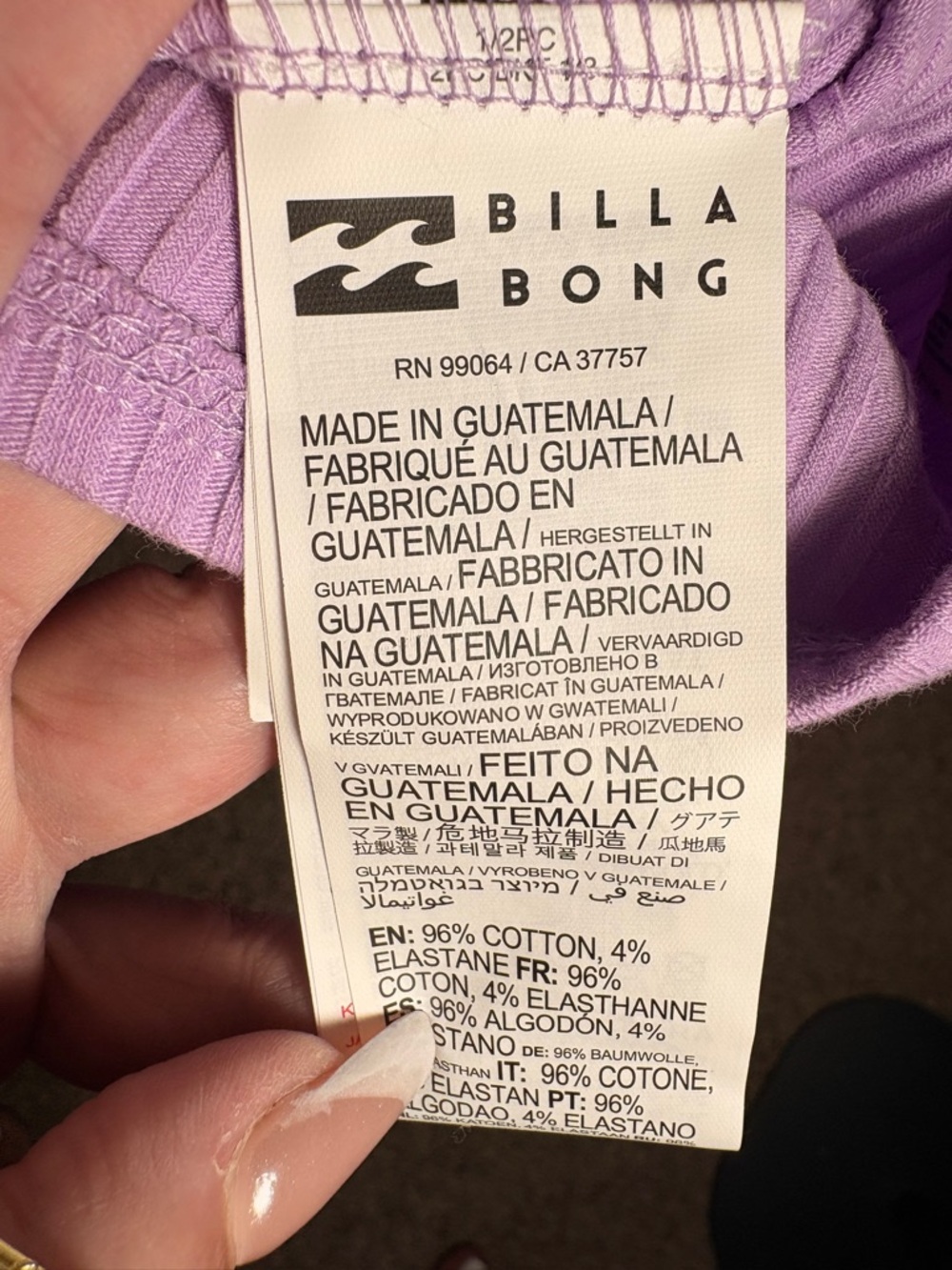 Billabong Lilac Ribbed Tube Top - Light Purple - Picture 5 of 9